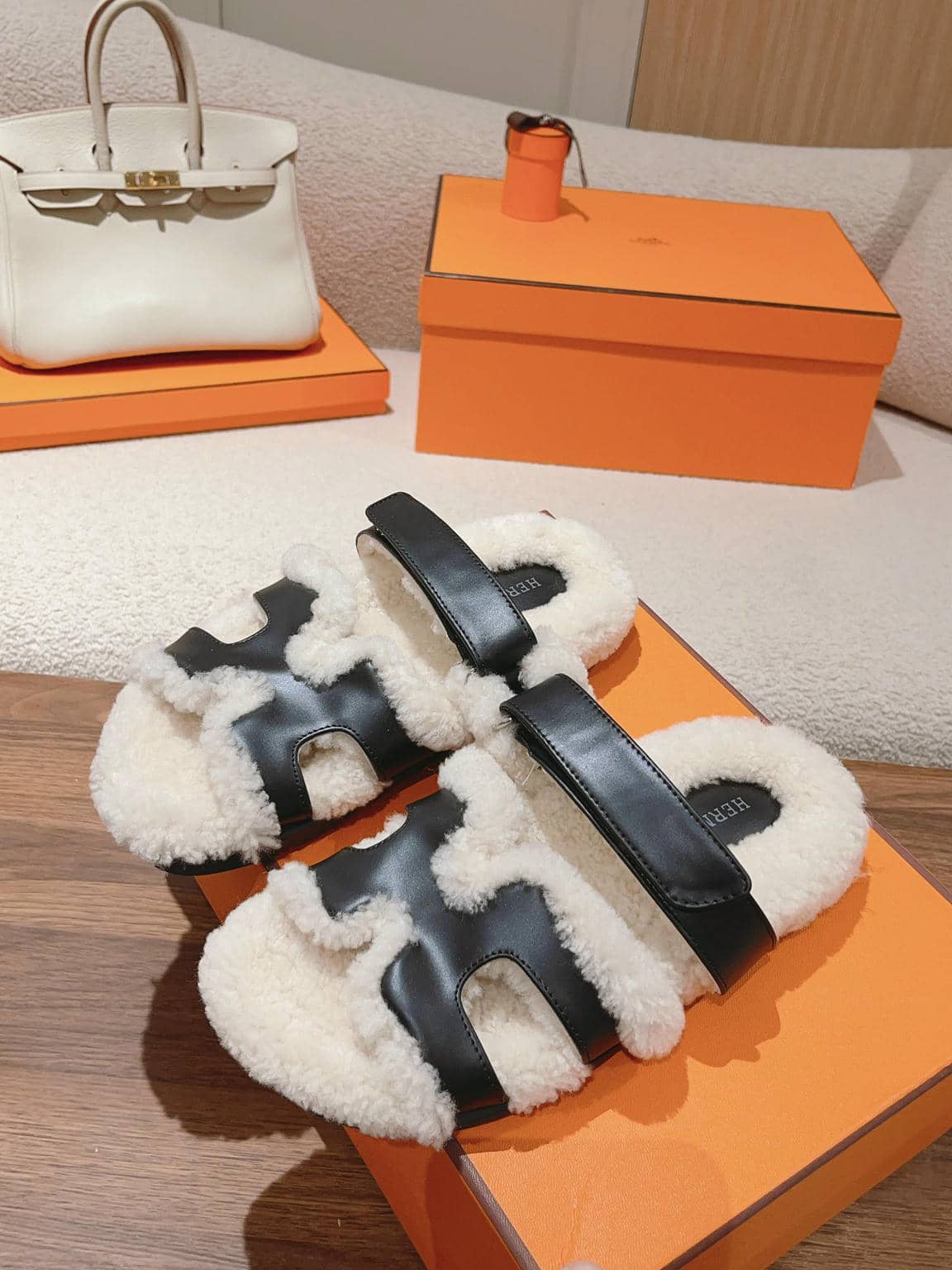 Hermès fur slippers-29
